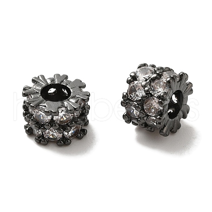 Brass Micro Pave Cubic Zirconia Beads KK-C072-25B-1