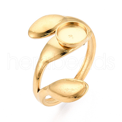 Leaf 304 Stainless Steel Cuff Ring Components STAS-T066-22G-1