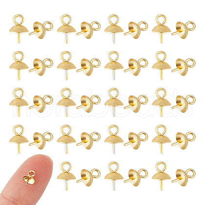 Unicraftale 80Pcs 201 Stainless Steel Cup Pearl Peg Bails Pin Pendants STAS-UN0054-52-1