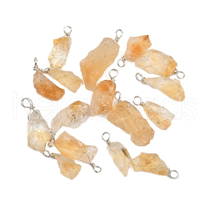FINGERINSPIRE 16Pcs Rough Raw Natural Citrine Pendants G-FG0001-08-1