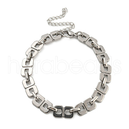 304 Stainless Steel Square Link Chains Bracelets for Men & Women BJEW-D042-14P-1