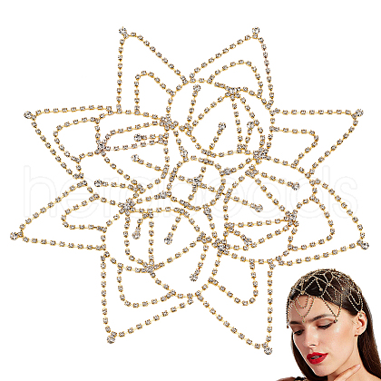 WADORN 1Pc Rhinestone Mesh Headpiece Cap OHAR-WR0001-03G-1
