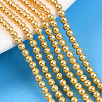 Baking Painted Pearlized Glass Pearl Bead Strands HY-N002-3mm-A08-1