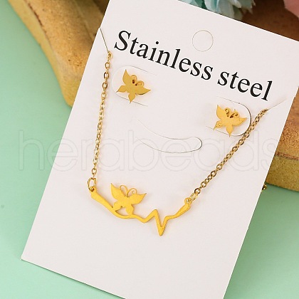 Stainless Steel Pendant Necklaces & Stud Earrings Sets FS-WG1A0DB-03-1