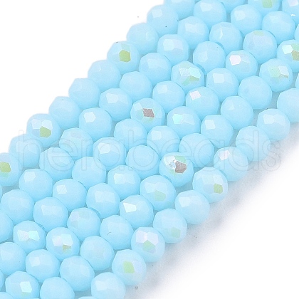 Electroplate Opaque Solid Color Glass Beads Strands EGLA-A044-P1mm-L06-1