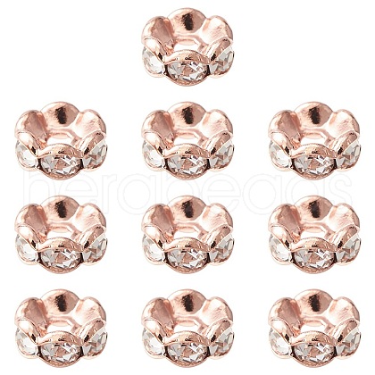 Brass Rhinestone Spacer Beads RB-YW0001-05B-01RG-1