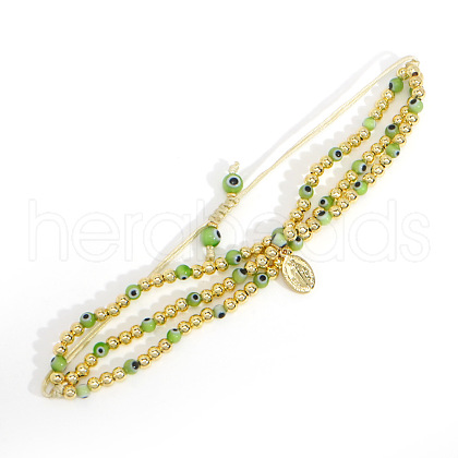 18K Gold Plated Brass Beaded Braided Bead Bracelets VH4974-3-1
