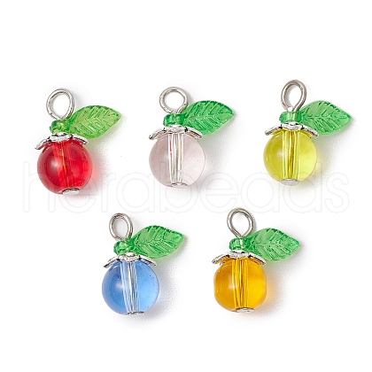 5Pcs Transparent Glass Pendants PALLOY-JF03708-02-1