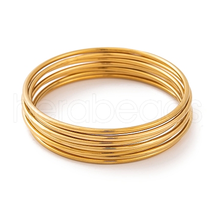 7Pcs PVD Vacuum Plating 304 Stainless Steel Bangles Set for Women BJEW-A011-09E-G-1
