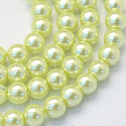 Baking Painted Pearlized Glass Pearl Round Bead Strands HY-Q003-6mm-46-1