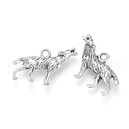 Tibetan Style Alloy Howling Wolf Pendants TIBEP-Q076-039AS-RS-1