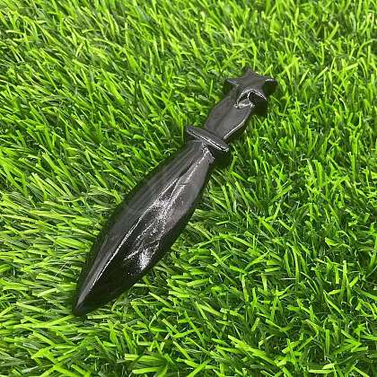 Natural Obsidian Carved Healing Dagger Figurines PW-WG52324-01-1