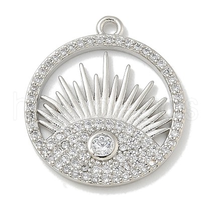 Rack Plating Brass Micro Pave Cubic Zirconia Pendants KK-L224-049P-1