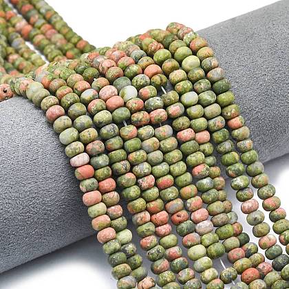 Natural Unakite Beads Strands G-P575-A12-6x4mm-01-1