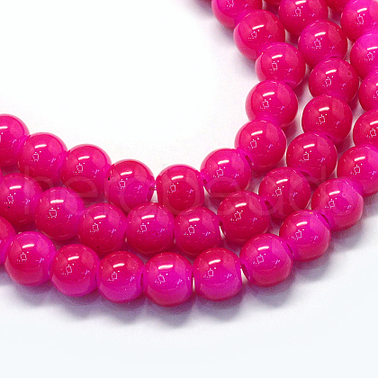 Baking Painted Imitation Jade Glass Round Bead Strands DGLA-Q021-10mm-04-1