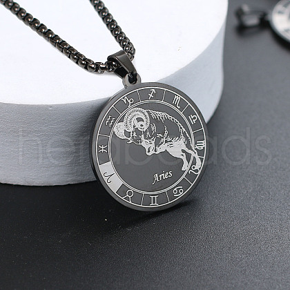201 Stainless Steel Pendant Necklaces with Alloy Box Chain WGA45A6-13-1