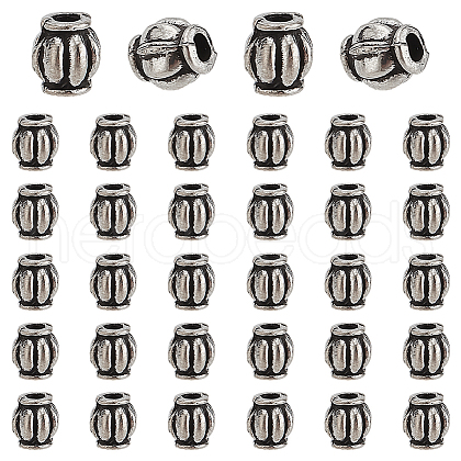 100Pcs Barrel Tibetan Style Alloy Spacer Beads TIBEB-LP0001-04-1
