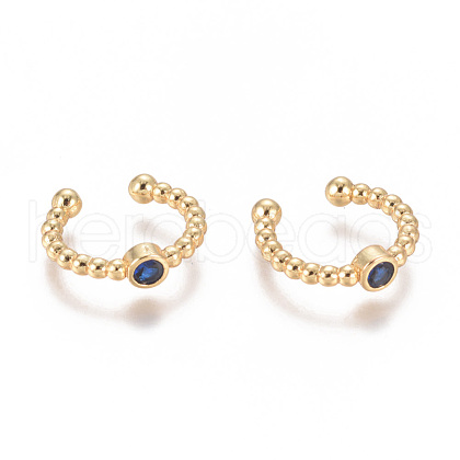 Golden Plated Brass Micro Pave Cubic Zirconia Cuff Earrings EJEW-L244-05A-1