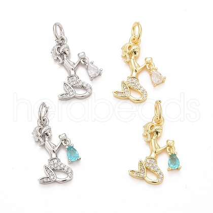 Rack Plating Brass Micro Pave Cubic Zirconia Pendants KK-B056-03-1