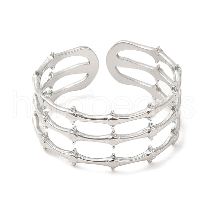 Non-Tarnish 304 Stainless Steel Open Cuff Rings RJEW-K245-66P-1