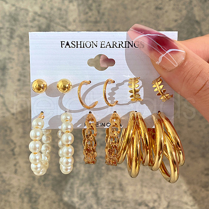 Alloy & Plastic Pearl Earring Sets WG17A46-11-1