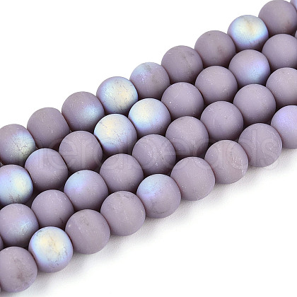 Frosted Opaque Glass Beads Strands GLAA-T032-P6mm-MBB07-1