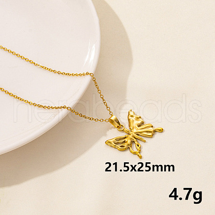 304 Stainless Steel Butterfly Pendant Necklaces CV0613-10-1