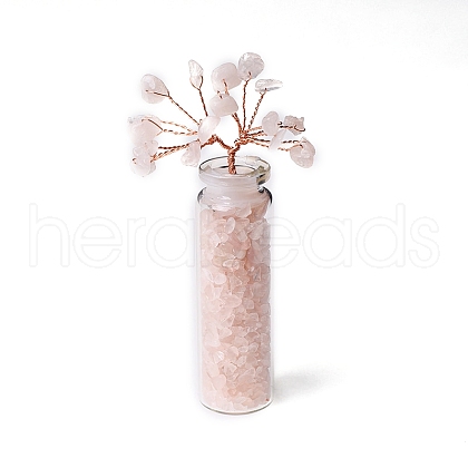 Natural Rose Quartz Chips Tree of Life Decorations PW-WG0DAB8-07-1