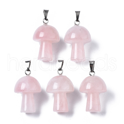 Natural Rose Quartz Pendants G-N0325-10I-1