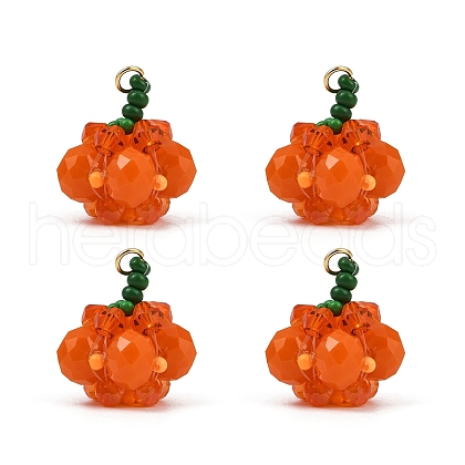 Halloween Theme Glass Seed Beads Pendants PALLOY-MZ00775-02-1