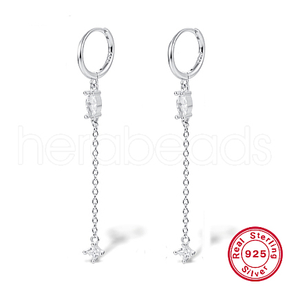 Anti-Tarnish Rhodium Plated Platinum 925 Sterling Silver Hoop Earrings IL1046-08-1