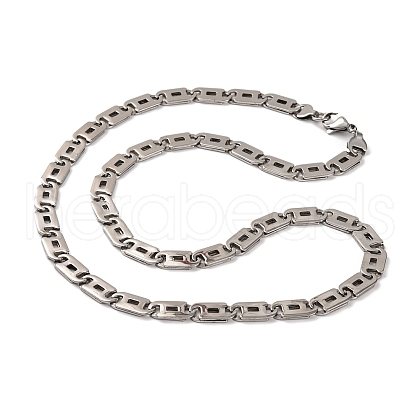 201 Stainless Steel Oval Mariner Link Chain Necklace NJEW-F222-37P-01-1