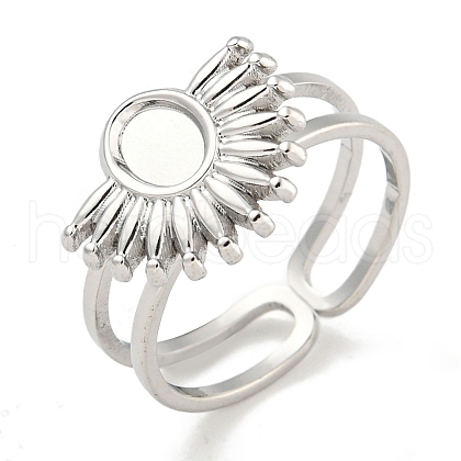 Non-Tarnish 304 Stainless Steel Sun Open Cuff Ring Components RJEW-A043-01P-1