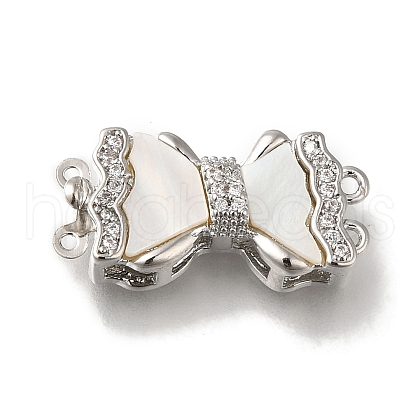 Brass Micro Pave Clear Cubic Zirconia Box Clasps with Acrylic KK-H480-06P-1