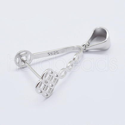 Anti-Tarnish Rhodium Plated 925 Sterling Silver Micro Pave Cubic Zirconia Pendant Bails STER-E054-13P-1
