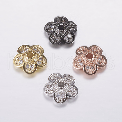 Brass Micro Pave Cubic Zirconia Bead Cap ZIRC-G122-50-RS-1