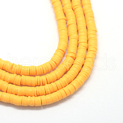 Flat Round Handmade Polymer Clay Bead Spacers X-CLAY-R067-4.0mm-15-1