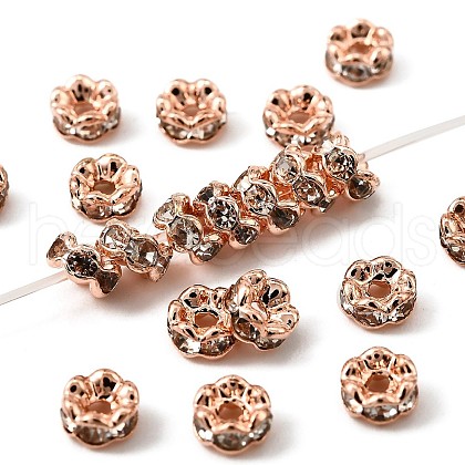 Brass Rhinestone Spacer Beads RB-A014-L4mm-01RG-NF-1
