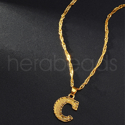 Brass Initial Pendant Necklaces FS-WG68BA5-03-1