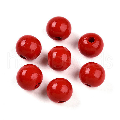 Painted Natural Wood Beads WOOD-A018-16mm-12-1