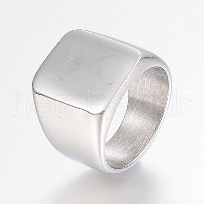 304 Stainless Steel Signet Band Rings for Men RJEW-G091-16-20mm-P-1