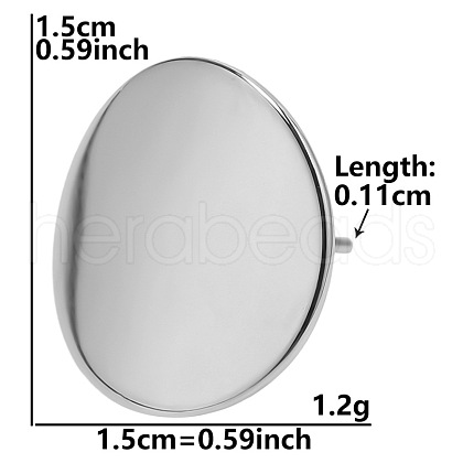 304 Stainless Steel Oval Stud Earrings for Women BW0286-3-1