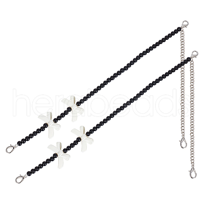 ARRICRAFT 2Pcs Adjustable ABS Imitation Pearl Beaded Bag Straps DIY-AR0003-16A-1