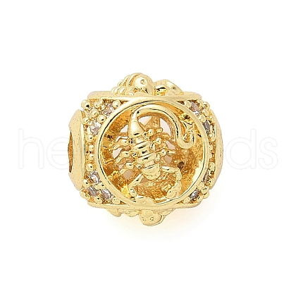 Brass Micro Pave Cubic Zirconia Beads KK-Z095-04G-08-1