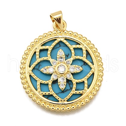 Rack Plating Brass Micro Pave Cubic Zirconia Pendants KK-K401-49B-G-1