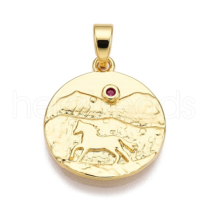 Brass Micro Pave Cubic Zirconia Pendants KK-T070-37G-1