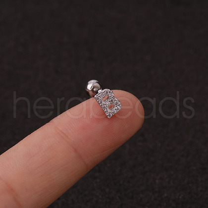 316L Surgical Stainless Steel Micro Pave Clear Cubic Zirconia Cartilage Earrings WG3A850-03-1