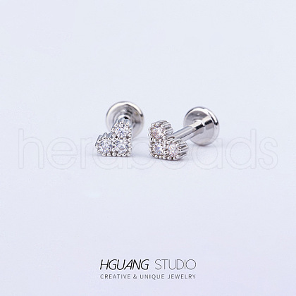 Stainless Steel Micro Pave Clear Cubic Zirconia Cartilage Earrings for Women Men WG126FA-09-1
