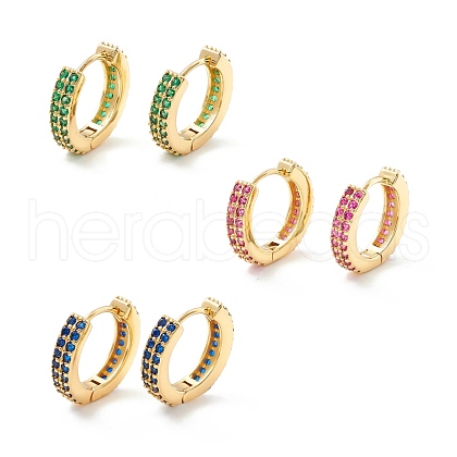 Cubic Zirconia Chunky Hinged Huggie Hoop Earrings for Women EJEW-P196-21G-1