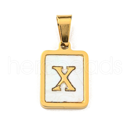 PVD Vacuum Plating 304 Stainless Steel Pave Natural White Shell Pendants STAS-S130-03G-X-1